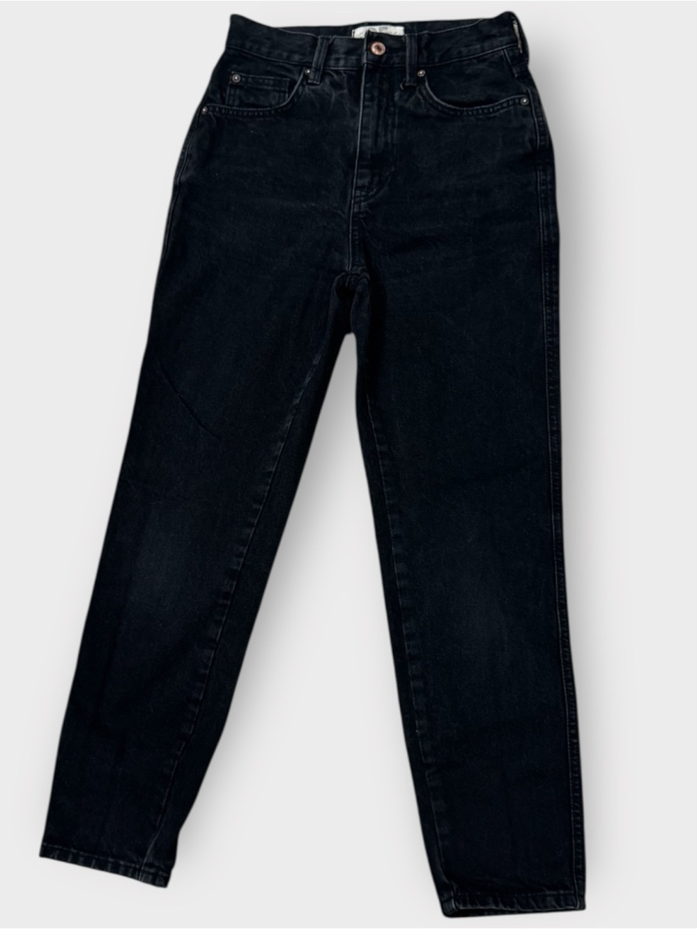 We The Free Washed Black High Rise Straight Mom Jeans 25 Cotton Free People